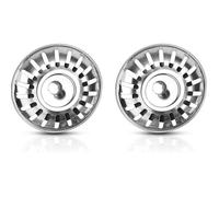 Lot de 2 filtres évier cuisine 80mm, bouchon universel acier inoxydable, écrou métal bol épaissi 8cm Label