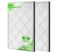 Lot de 2 filtres HEPA de rechange Vagmecip HE601 pour purificateurs d'air Shark HE600, HE601 et HE602, modèles à 6 ventilateurs, H13 Premium 3 en 1 True HEPA pour purificateur d'air Shark HE601