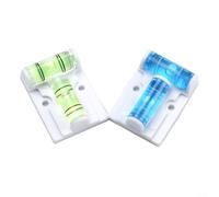 Lot de 2 flacons à bulles en forme de T pour mini niveau à bulle, blanc avec fioles à bulles bleues et vertes pour accrocher des photos, nivellement à la maison et à l'atelier