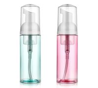 Lot de 2 flacons à pompe de voyage de 50 ml - Distributeur de savon mousse en plastique transparent - Mini conteneurs vides rechargeables pour lavage du visage, cils shampooing, soins de la peau