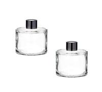 Lot de 2 flacons diffuseurs vides en verre transparent de 50 ml avec bouchon noir rond pour huiles essentielles, parfum
