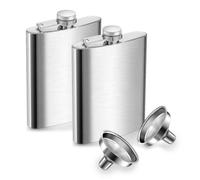 Lot de 2 Flasques à Alcool 8oz/227ml en Acier Inoxydable avec Entonnoir | Flasque a Alcool Anti-fuite et Élégantes Adaptées pour Whisky Rhum Vodka pour Homme et Femme Couleur Argentée