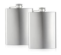 Lot de 2 flasques portables para Homme Femme, 8oz Acier Inoxydable 304 de qualité alimentaire pour camping, escalade, barbecue, fête, whisky, alcool, boissons(argenté)