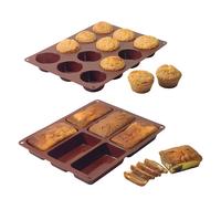 Lot de 2 Flexi'moules : 1 plaque 12 muffins + 1 plaque 6 cakes Mathon