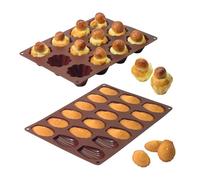Lot de 2 Flexi'moules : 1 plaque 18 madeleines + 1 plaque 12 briochettes Mathon