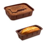 Lot de 2 Flexi'Moules en silicone - 1 rectangle 28 cm et 1 cake 24 cm Mathon