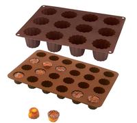 Lot de 2 Flexi'plaques en silicone 12 canelés et 24 mini-canelés Mathon