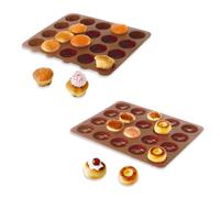 Lot de 2 Flexi'Plaques en silicone - 20 mini-muffins et 20 mini-savarins Mathon