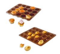 Lot de 2 Flexi'Plaques en silicone - 20 mini-muffins et 24 mini-madeleines Mathon