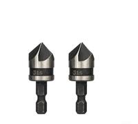 Lot de 2 forets coniques à 5 cannelures 12 mm, 16 mm, 19 mm, trou chanfreiné à 82 degrés pour le travail du bois, métal doux, acier au carbone, tige hexagonale 1/4 (16 mm)