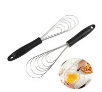 Lot de 2 Fouets en Acier Inoxydable et Silicone, Fouets Plats 27cm avec Manche PP Noir, Antiadhésif Mousseur à Œufs pour Cuisson, Mélange et Rémuer, Ustensiles de Cuisine Résistants à la Chaleur
