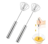 Lot de 2 fouets manuels - Batteur à main, fouet en acier inoxydable | Batteur à œufs rotatif semi-automatique (10 et 12 pouces) - Pour la pâtisserie et la cuisine