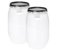 Lot de 2 fûts à couvercle 120 litres en PEHD, fûts alimentaires, poubelles pour aliments, citernes