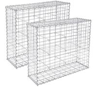 Lot de 2 Gabions à Pierres - 100 x 80 x 30 cm - métallique - Déco Jardin - Clôture décorative - SONGMICS