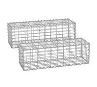Lot de 2 Gabions de pierre métallique 100 x 30 x 30 cm galvanisé Banc de jardin Jardinière à gabion SONGMICS