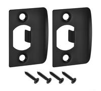 Lot de 2 gâches de porte en acier inoxydable noir mat avec guide de guidage de pêne dormant réglables pour amélioration de la maison (angle droit)