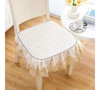 Lot de 2 Galette de Chaise avec Volant 47x44cm Blanc