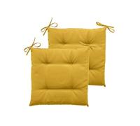 - Lot de 2 galettes de chaise d'extérieur Korai - 40 x 40 cm - Jaune - Déperlant