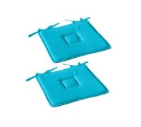 Toilinux - Lot de 2 galettes de chaise en coton PANAMA - Turquoise - Panama Vert