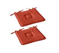 - Lot de 2 galettes de chaise PANAMA en coton et mousse PU 40x40 cm Orange