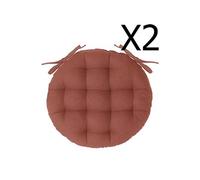 Lot de 2 galettes de chaise ronde coloris terracotta - D. 40 cm --