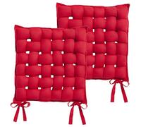 Lot de 2 galettes de chaise tressées - 40 x 40 cm - Rouge