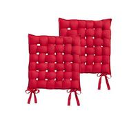 - Lot de 2 galettes de chaise tressées en coton et polyester 40x40 cm Rouge
