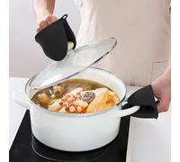 Lot de 2 gants de cuisine en silicone résistants à la chaleur pour cuisine, micro-ondes, pâtisserie, friteuse à air, clip en silicone, noir