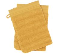 Lot de 2 gants de toilette 16x21 cm NATURAL STRIPES curry