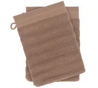 Lot de 2 gants de toilette 16x21 cm NATURAL STRIPES marron