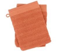Lot de 2 gants de toilette 16x21 cm NATURAL STRIPES ocre