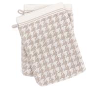 Lot de 2 gants de toilette 16x21 cm PIED-DE-POULE beige