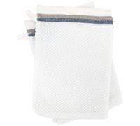 Lot de 2 gants de toilette 16x21 cm pur coton SERATA blanc bleu