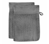 Lot De 2 Gants De Toilette En Coton 500 Gr/M2 16x21 Cm Lagune Gris, Par Soleil D'ocre
