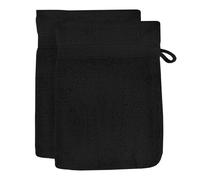 Soleil d'ocre, Lagune Lot de 2 Gants de Toilette, Coton, Noir, 16x21 cm
