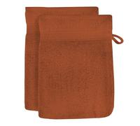 Lot De 2 Gants De Toilette En Coton 500gr/M2 16x21 Cm Lagune Terra, Par Soleil D'ocre