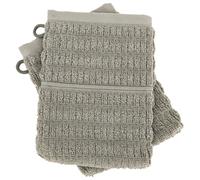 Lot de 2 gants de toilette en fils retors 16x21 cm pur coton collection SWELL vert