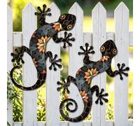 Lot de 2 Gecko décoratifs d'extérieur en métal de 30 cm en Forme de lézard à Suspendre au Mur pour intérieur ou extérieur, Jardin, Cour, clôture, Porche, décoration Murale, Cadeau pour Maman, Papa,