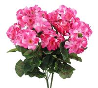 Lot de 2 géraniums artificiels en soie utilisés pour la décoration de la maison, l'intérieur, l'extérieur, le jardin, la terrasse, le vase, la décoration de table, la décoration de la maison (rose)
