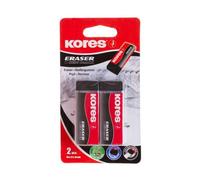 Kores - KE-20 : Gommes en PVC Noir avec Pochette en Papier pour Enfants, Étudiants et Adultes, Non Toxiques et Adaptées aux Enfants, Fournitures Scolaires et de Bureau, 60 x 21 x 10 mm, Paquet de 2