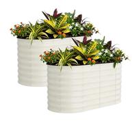 Lot de 2 Grand Potager Surélevé de Jardin en Acier galvanisé,Carré potager en Fond Ouvert,Durable & Antirouille,Bac surélevé/Jardinière surélevée pour Culture légumes,herbes,fleurs(120X60X60CM,Blanc)