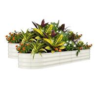 Lot de 2 Grand Potager Surélevé de Jardin en Acier galvanisé,Carré potager en Fond Ouvert,Durable & Antirouille,Bac surélevé/Jardinière surélevée pour Culture légumes,herbes,fleurs(240X60X45CM,Blanc)