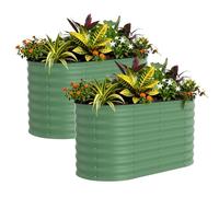 Lot de 2 Grand Potager Surélevé de Jardin en Acier galvanisé,Carré potager en Fond Ouvert,Durable & Antirouille,Bac surélevé/Jardinière surélevée pour Culture légumes,herbes,fleurs(120X60X60CM,Vert)
