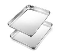 Lot de 2 grandes plaques de cuisson pour four | 31 x 24 x 3,1 cm - Plaque de cuisson en acier inoxydable pour biscuits et thé de l'après-midi - Finition miroir et antirouille, passe au lave-vaisselle