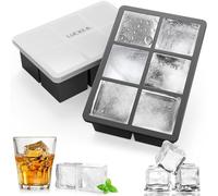 Lot De 2 Grands Bac a Glacons avec Couvercle, Bac Glacon Silicone Sans BPA, Faciles à Retirer, Empilable Ice Cube Tray pour Whisky, Cocktails, Jus de Fruits, Crème Glacée