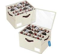 Lot de 2 grands organiseurs de chaussures pour placard, séparateurs réglables, boîtes de rangement pliables avec couvercle transparent pour chaussures d'homme, talons hauts, baskets, chaussons, bottes
