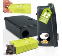 Lot de 2 grands porte-appâts pour rats avec clé + 2 plaques adhésives | Lot de 2 grands porte-appâts pour rats avec clé + 2 plaques adhésives pour intérieur et extérieur