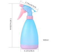 Lot de 2 grands vaporisateurs en plastique pour plantes, 500 ml, flacons pulvérisateurs vides(rose, bleu)