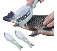 Lot de 2 grattoirs à écailles de poisson nettoyeur d'écailles de poisson professionnel Gadget de cuisine avec couvercle bleu