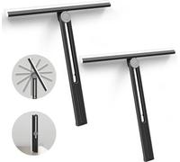 Lot de 2 grattoirs de douche en silicone, pour un usage quotidien, avec grattoir en silicone noir pivotant à 360° pour mosaïque, murs, miroirs, vitres de voiture, plans de travail, salle de bain, larg